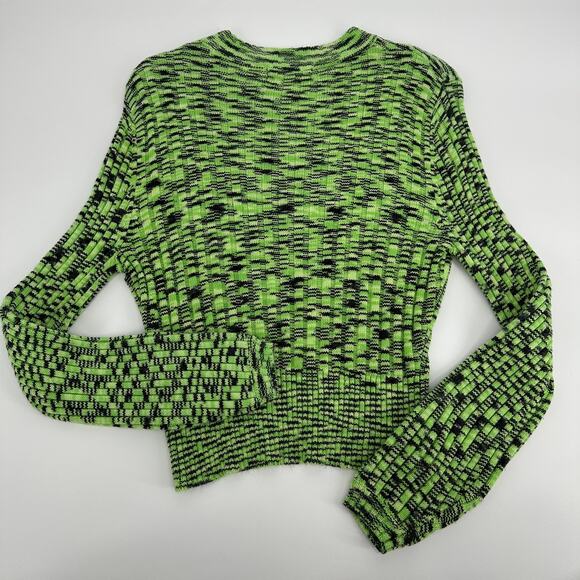 BlankNYC The Clash Sweater Long Puff Sleeve Green Black Womens XS - Picture 3 of 7